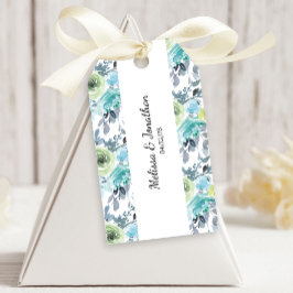 ライトブルーイエローグリーン結婚フローラのギフトラベル ギフトタグ