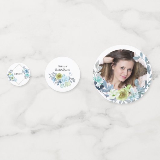 ライトブルーイエローグリーン結婚フローラ紙吹雪 コンフェッティ (正面)