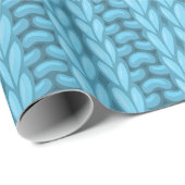 ライトブルーウィンター編み物ウールパターン ラッピングペーパー (ロールコーナー)