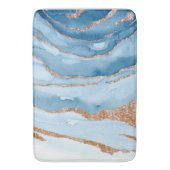 ライトブルーウォーターカラーデザインホームグリッター大理石 バスマット (正面縦)