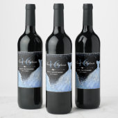 ライトブルーウォーターカラードレススウィート16誕生日 ワインラベル (ボトル)