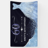 ライトブルーウォーターカラードレス誕生日 横断幕 (縦)