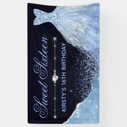 ライトブルーウォーターカラードレス&グラムエッジスイート16 横断幕 (縦)