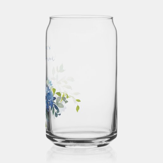 ライトブルーウォーターカラーフローラブライダルシャワーカスタム ガラス缶 (左)