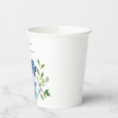 ライトブルーウォーターカラーフローラブライダルシャワーカスタム 紙コップ (左)