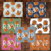 ライトブルーウォーターカラーワイルドフラワーウェディングRSVP ポストカード