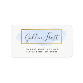 ライトブルーウォーターカラー&モダン金ゴールドシックなアドレス ラベル