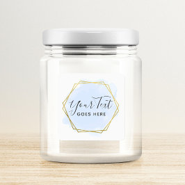 ライトブルーウォーターカラー&モダン金ゴールドジオメトリックシック スクエアシール