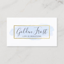 ライトブルーウォーターカラー&モダン金ゴールドジオメトリックシック