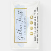 ライトブルーウォーターカラー&モダン金ゴールドジオメトリックシック 横断幕 (縦)