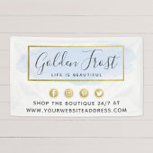 ライトブルーウォーターカラー&モダン金ゴールドジオメトリックシック 横断幕