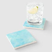 ライトブルーウォーターカラー – 穏やかなスタイル ストーンコースター (横)