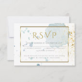 ライトブルーウォーター色（ばちゃばちゃ）跳ねる食事の選択RSVP 出欠カード (正面)