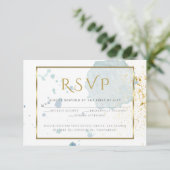 ライトブルーウォーター色（ばちゃばちゃ）跳ねる食事の選択RSVP 出欠カード (スタンド正面)