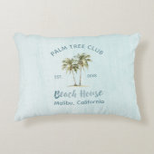 ライトブルーウッドパームツリーズモダンビーチハウス アクセントクッション (正面)