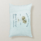 ライトブルーウッドパームツリーズモダンビーチハウス アクセントクッション (正面(垂直))