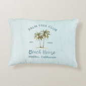 ライトブルーウッドパームツリーズモダンビーチハウス アクセントクッション (裏面)