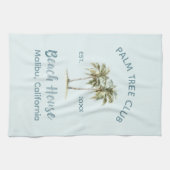 ライトブルーウッドパームツリーズモダンビーチハウス キッチンタオル (横)