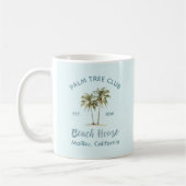 ライトブルーウッドパームツリーズモダンビーチハウス コーヒーマグカップ (左)