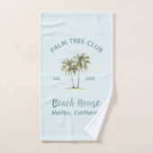 ライトブルーウッドパームツリーズモダンビーチハウス バスタオルセット (ハンドタオル)