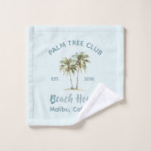 ライトブルーウッドパームツリーズモダンビーチハウス バスタオルセット (ウォッシュタオル)