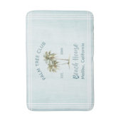 ライトブルーウッドパームツリーズモダンビーチハウス バスマット (正面縦)