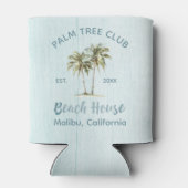 ライトブルーウッドパームツリーズモダンビーチハウス 缶クーラー (裏面)