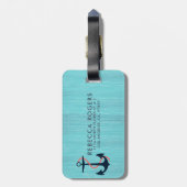 ライトブルーウッド&ブルー航海のいかりモノグラム ラゲッジタグ (裏面縦)