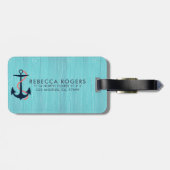 ライトブルーウッド&ブルー航海のいかりモノグラム ラゲッジタグ (裏面横)