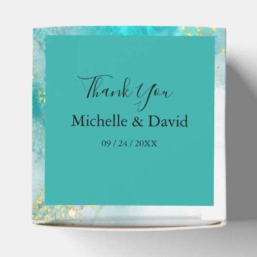 ライトブルーエレガントおよび金ゴールド結婚式の引き出物ボックス フェイバーボックス (上部)