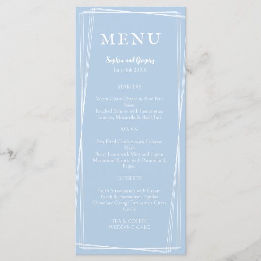 ライトブルーエレガントなウェディングスタイリッシュカスタマイズ メニュー (正面)