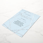 ライトブルーエレガントのシルバージオメトリック | バプテスマ 箔招待状 (回転した状態)