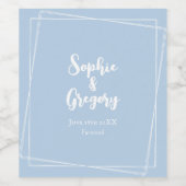 ライトブルーエレガントウェディングドリンクボトルカスタム ワインラベル (シングルラベル)