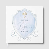 ライトブルーエレガントウォーターカラークレストバプテスマ ゲストブック (正面)