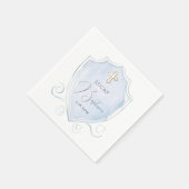 ライトブルーエレガントウォーターカラークレストバプテスマ スタンダードカクテルナプキン (角)