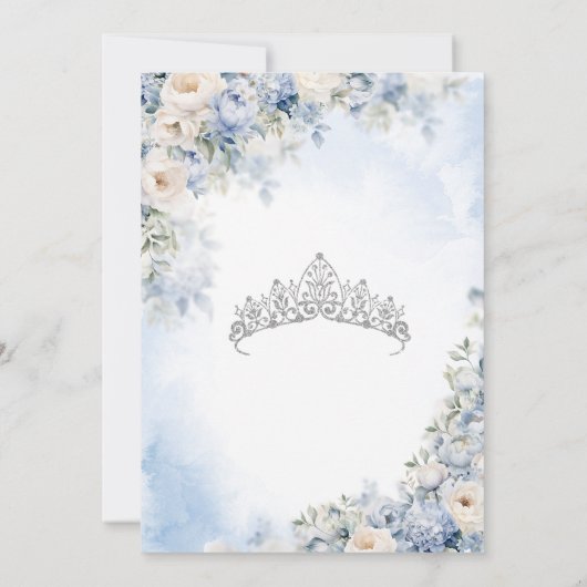 ライトブルーエレガントウォーターカラーフローラキンセアニラ 招待状 (裏面)