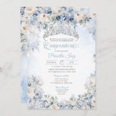 ライトブルーエレガントウォーターカラーフローラキンセアニラ 招待状 (正面/裏面)