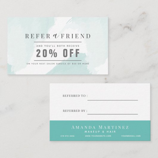 ライトブルーエレガントウォーター色サロン紹介 名刺 (正面/裏面)