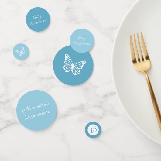 ライトブルーエレガントキンセアニラ – バタフライ コンフェッティ (グループ)