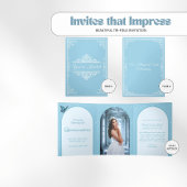 ライトブルーエレガントキンセニェラ – フォトプログラム 三つ折り招待状