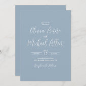 ライトブルーエレガントスクリプト結婚式招待状 招待状 (正面/裏面)