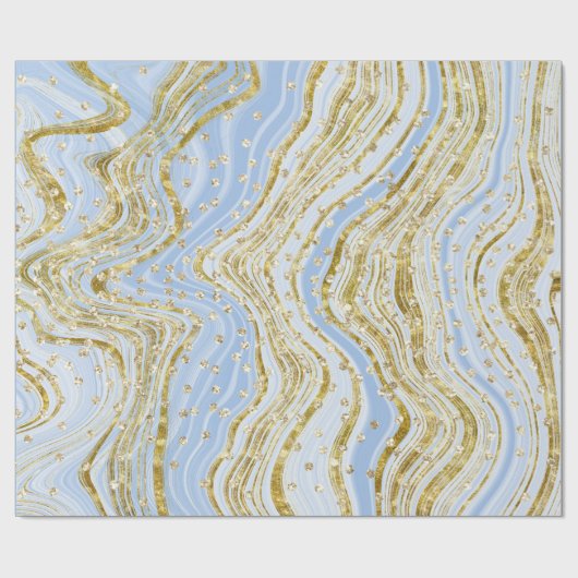 ライトブルーエレガントスパークルスワークルグリッターシークイン ラッピングペーパー (フラット)