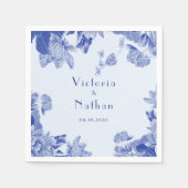 ライトブルーエレガントチノイスリーフローラ結婚ズ スタンダードカクテルナプキン (正面)