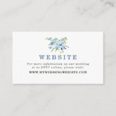 ライトブルーエレガントネイビーフローラの結婚ウェブサイト エンクロージャーカード (正面)