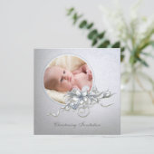 ライトブルーエレガントフォト《キリスト教》洗礼式や命名式バプテスマ 招待状 (スタンド正面)