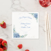 ライトブルーエレガントフローラカスタムウェディングナプキン スタンダードカクテルナプキン (インサイチュ)