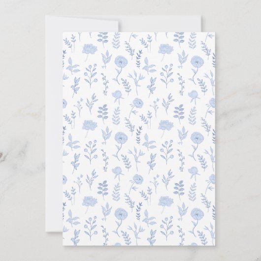 ライトブルーエレガントフローラブライダルシャワー招待 招待状 (裏面)