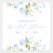 ライトブルーエレガントフローラブライダルシャワー スクエアシール (正面)