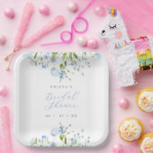 ライトブルーエレガントフローラブライダルシャワー ペーパープレート (パーティー)