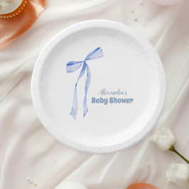 ライトブルーエレガントボウボーイシャワー ペーパープレート